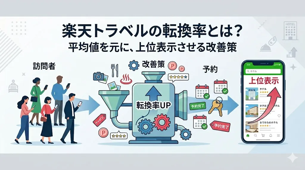 楽天トラベルの転換率とは？平均値を元にホテルを上位表示させる改善策
