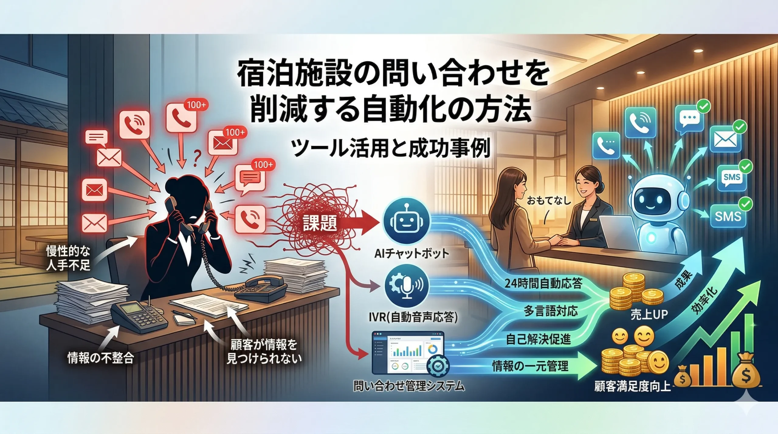 宿泊施設の問い合わせを削減する自動化の方法｜ツール活用と成功事例