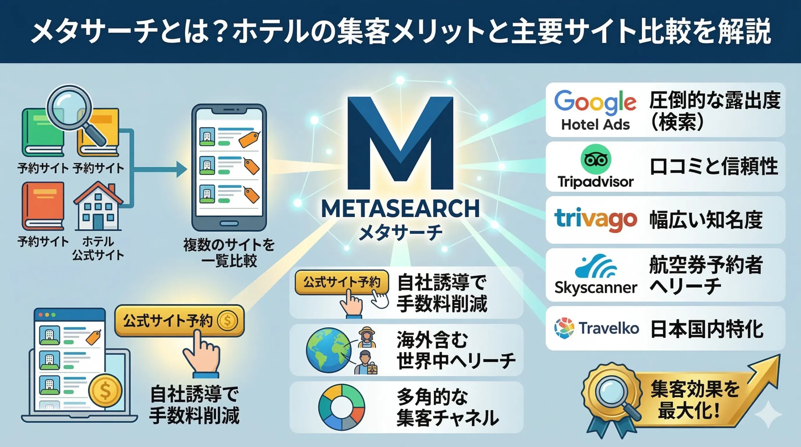 メタサーチとは？ホテルの集客メリットと主要サイト比較を解説
