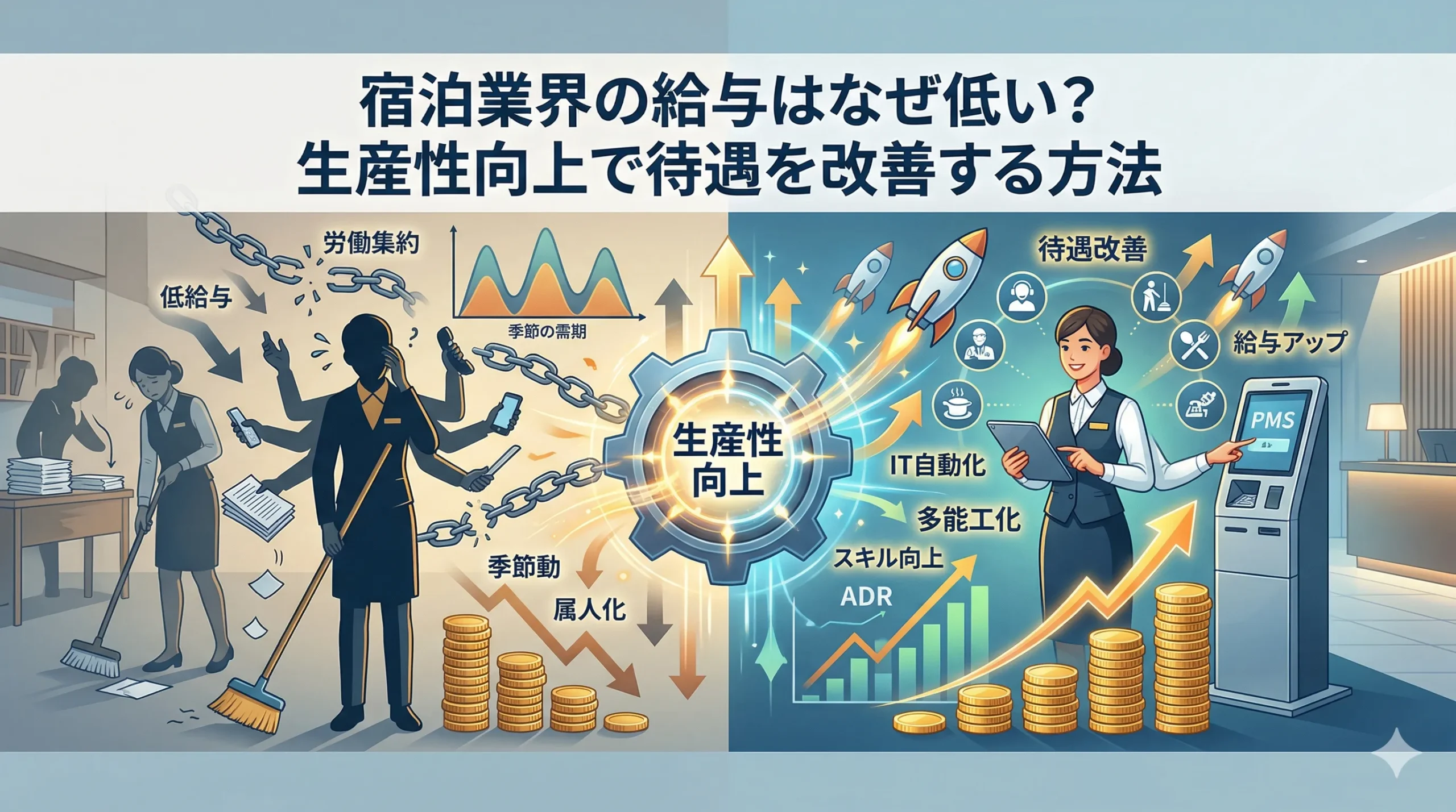 宿泊業界の給与はなぜ低い？生産性向上で待遇を改善する方法