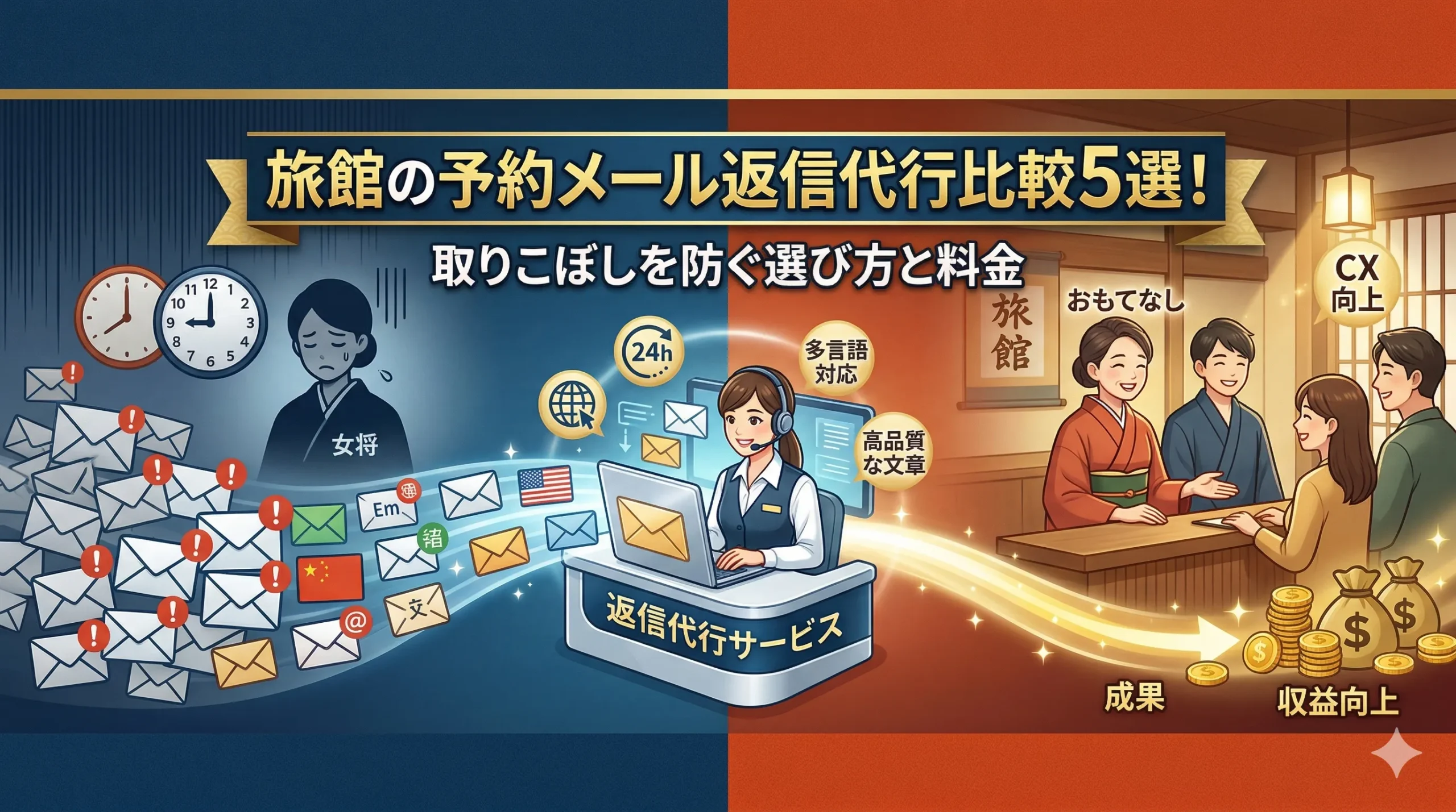 旅館の予約メール返信代行比較5選！取りこぼしを防ぐ選び方と料金