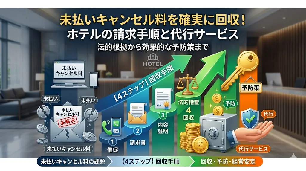 ホテルの未払いキャンセル料を回収する方法｜請求手順と代行サービス
