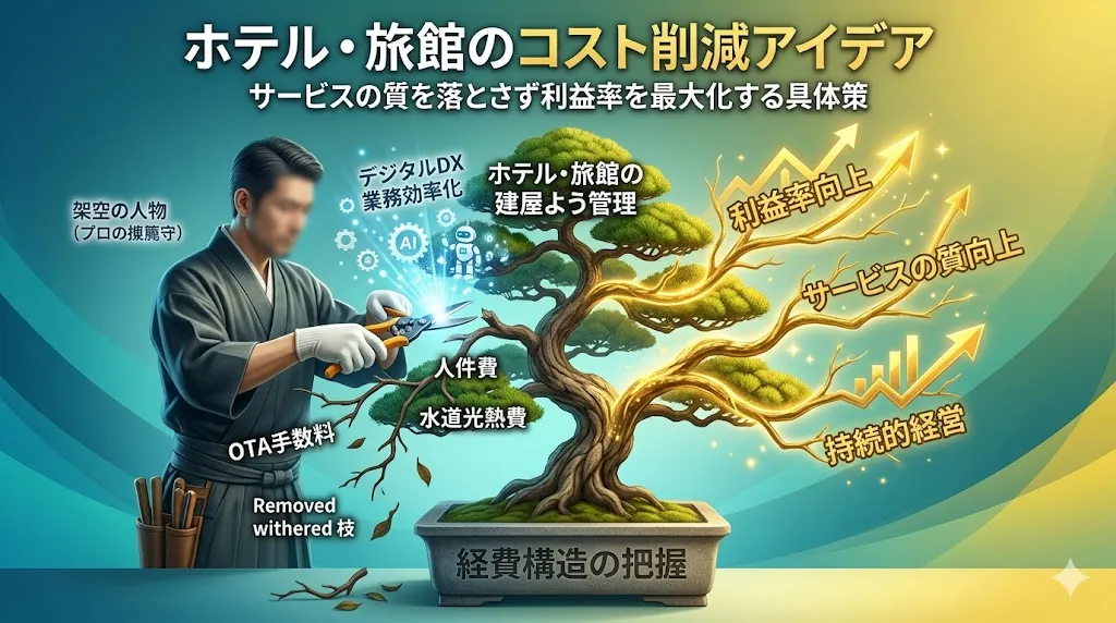ホテル・旅館のコスト削減アイデア｜OTA手数料や人件費を賢く削る具体策